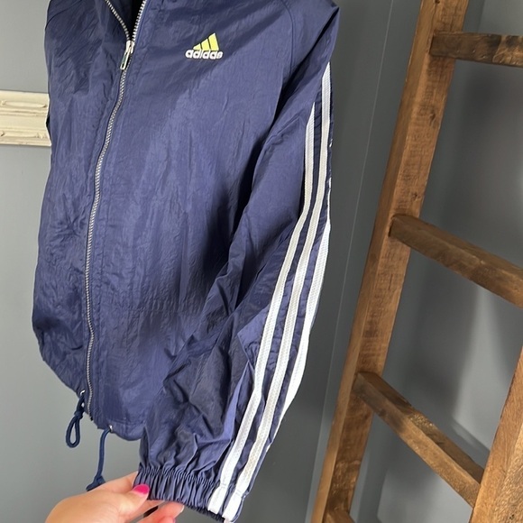 Vintage 90s Adidas Men’s M Windbreaker Jacket Full Zip Big Adidas Logo Back - Picture 3 of 8